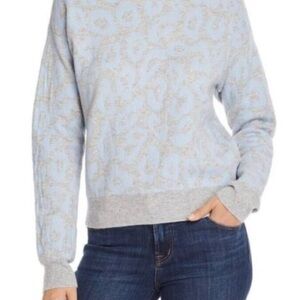 Aqua cashmere leopard print sweater